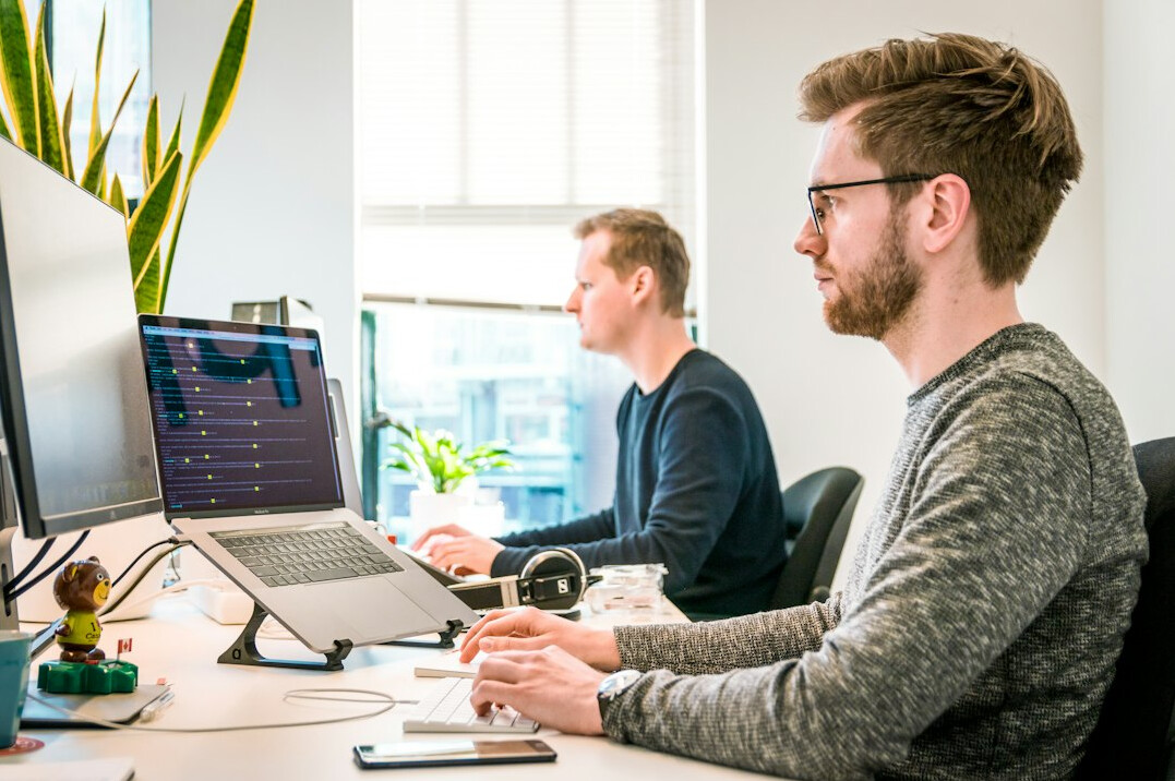 insurance team working on computers